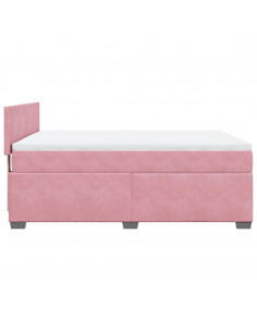 Giroletto a Molle con Materasso Rosa 140x190 cm in Velluto 2