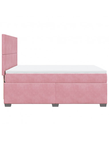 Giroletto a Molle con Materasso Rosa 140x200 cm in Velluto