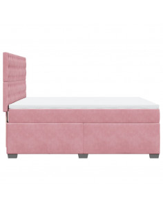 Giroletto a Molle con Materasso Rosa 140x200 cm in Velluto 2