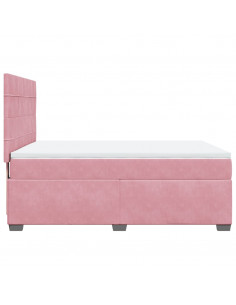 Giroletto a Molle con Materasso Rosa 160x200 cm in Velluto