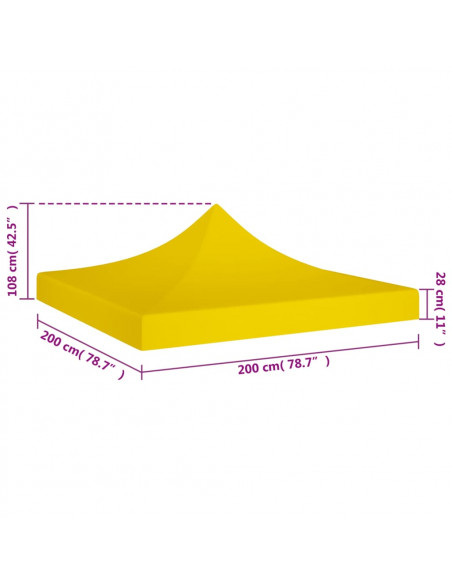 Tetto per Tendone per Feste 2x2 m Giallo 270 g/m²