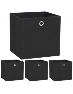 Contenitori 4 pz in Tessuto non Tessuto 32x32x32 cm Nero 2