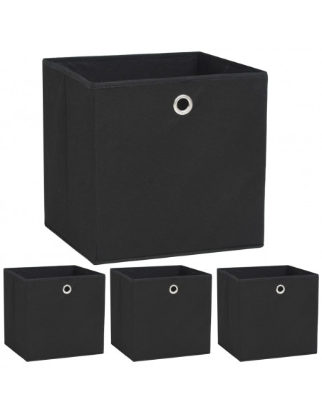 Contenitori 4 pz in Tessuto non Tessuto 32x32x32 cm Nero