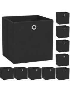 Contenitori 10 pz in Tessuto non Tessuto 32x32x32 cm Nero 2