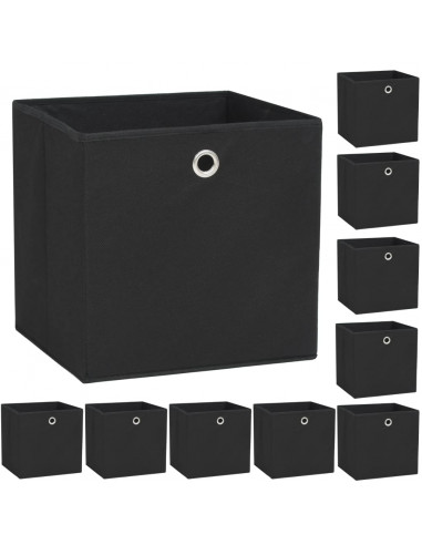 Contenitori 10 pz in Tessuto non Tessuto 32x32x32 cm Nero
