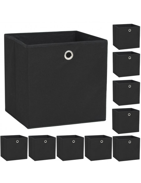 Contenitori 10 pz in Tessuto non Tessuto 32x32x32 cm Nero