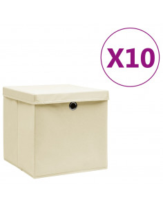 Contenitori con Coperchi 10 pz 28x28x28 cm Crema 2