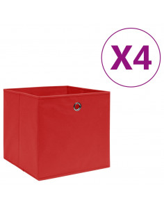 Contenitori 4 pz in Tessuto non Tessuto 28x28x28 cm Rosso 2