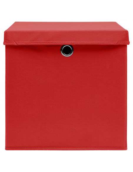 Contenitori con Coperchi 4 pz 28x28x28 cm Rosso