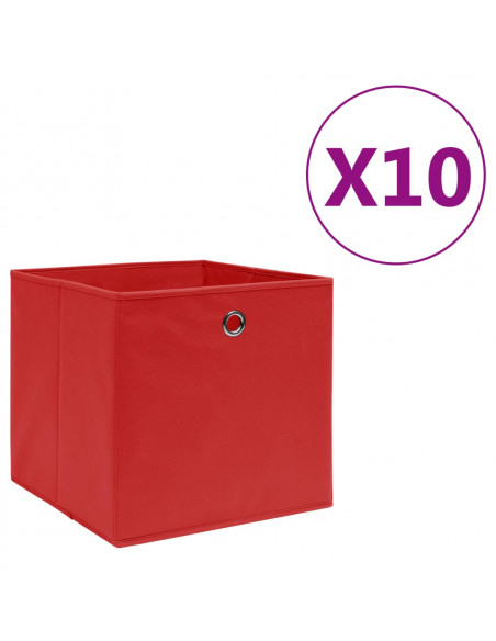Contenitori 10 pz in Tessuto non Tessuto 28x28x28 cm Rosso