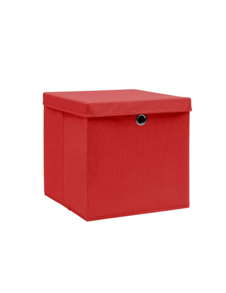 Contenitori con Coperchi 10 pz 28x28x28 cm Rosso