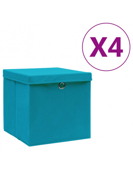 Contenitori con Coperchi 4 pz 28x28x28 cm Azzurro