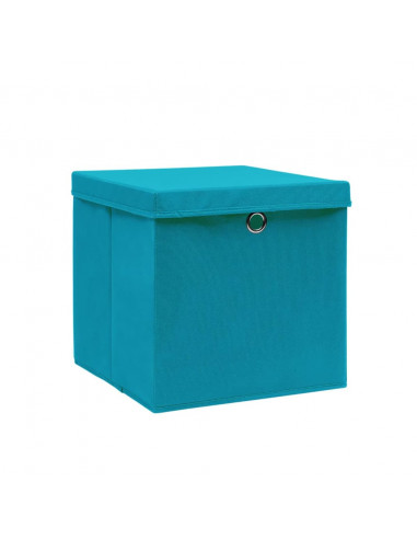 Contenitori con Coperchi 4 pz 28x28x28 cm Azzurro