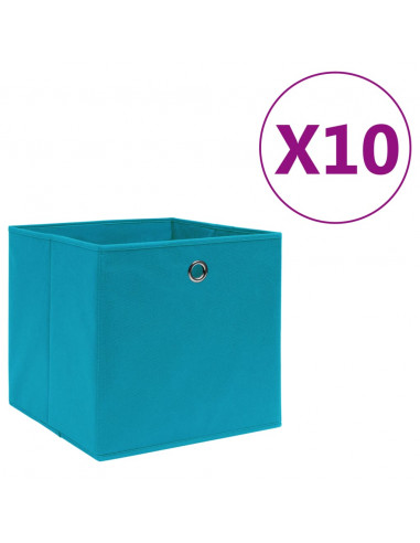 Contenitori 10 pz in Tessuto non Tessuto 28x28x28 cm Azzurro