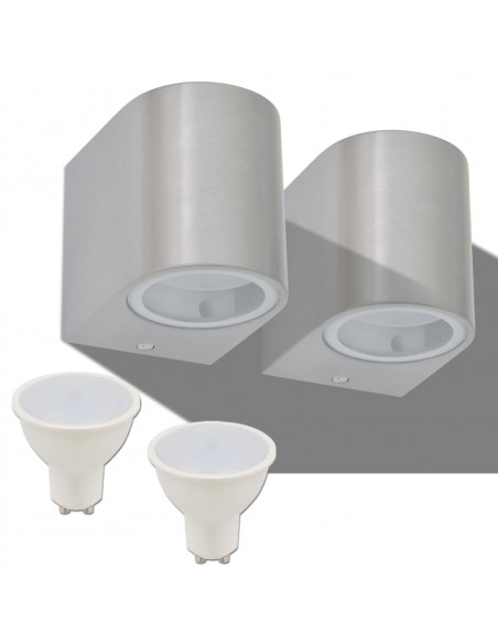Applique LED 2pz Rotonde da Parete per Esterno Proiezione Basso
