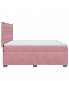 Giroletto a Molle con Materasso Rosa 200x200 cm in Velluto 2