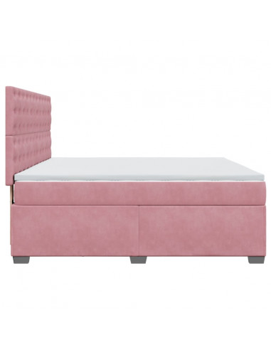 Giroletto a Molle con Materasso Rosa 200x200 cm in Velluto