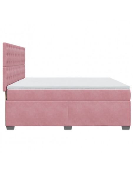 Giroletto a Molle con Materasso Rosa 200x200 cm in Velluto