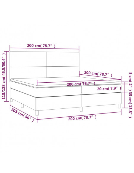 Giroletto a Molle con Materasso Rosa 200x200 cm in Velluto