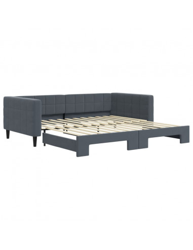 Divano Letto con Letto Estraibile Grigio Scuro 100x200 Velluto