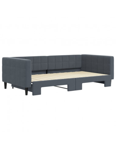Divano Letto con Letto Estraibile Grigio Scuro 100x200 Velluto