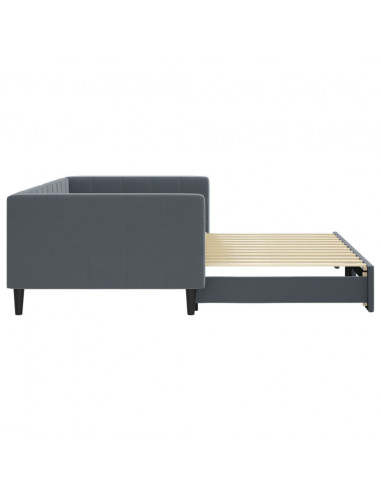 Divano Letto con Letto Estraibile Grigio Scuro 100x200 Velluto