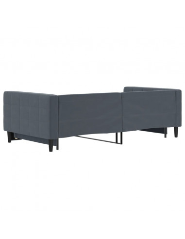 Divano Letto con Letto Estraibile Grigio Scuro 100x200 Velluto
