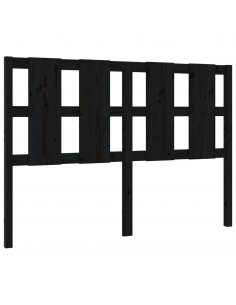 Testiera per Letto Nera 145,5x4x100cm in Legno Massello di Pino 2