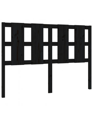 Testiera per Letto Nera 145,5x4x100cm in Legno Massello di Pino