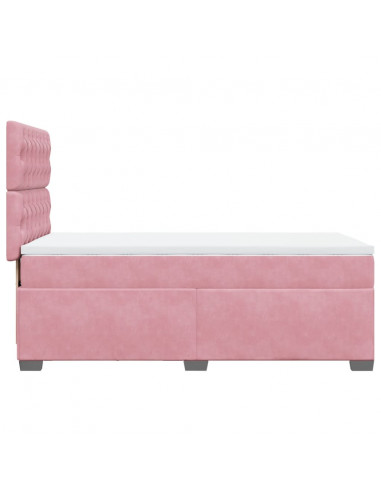 Giroletto a Molle con Materasso Rosa 90x200 cm in Velluto