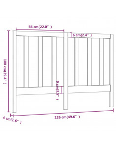 Testiera per Letto 126x4x100 cm in Legno Massello di Pino