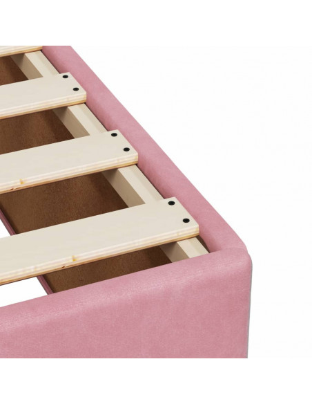 Giroletto a Molle con Materasso Rosa Scuro 140x200cm in Velluto
