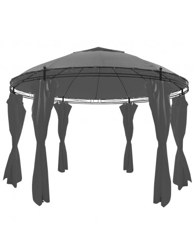 Gazebo Rotondo con Tende 3,5 x 2,7 m Antracite