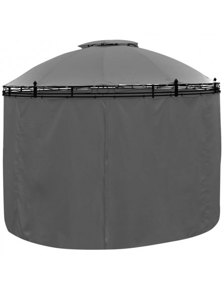 Gazebo Rotondo con Tende 3,5 x 2,7 m Antracite