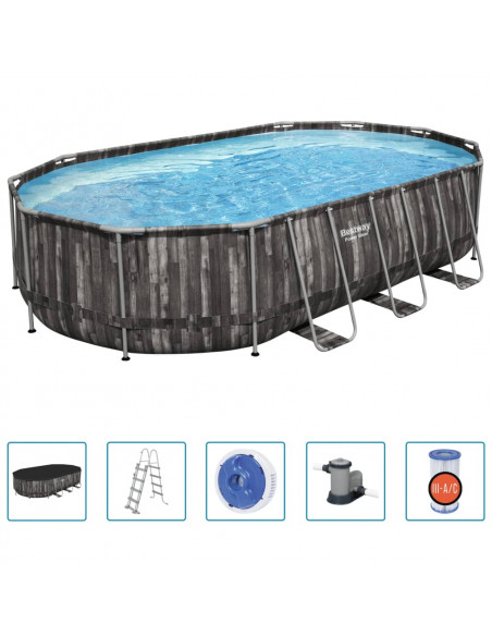 Bestway Set Piscina Ovale Power Steel 488x305x107 cm