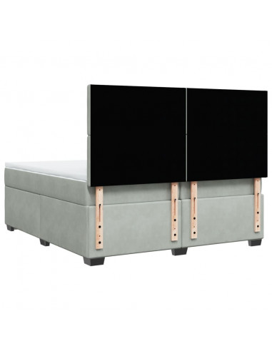 Giroletto a Molle con Materasso Grigio Chiaro 200x200cm Velluto