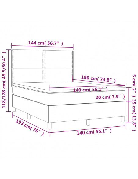 Giroletto a Molle con Materasso Tortora 140x190 cm in Tessuto