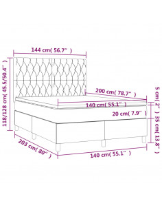 Giroletto a Molle con Materasso Tortora 140x200 cm in Tessuto 2