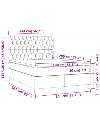 Giroletto a Molle con Materasso Tortora 140x200 cm in Tessuto