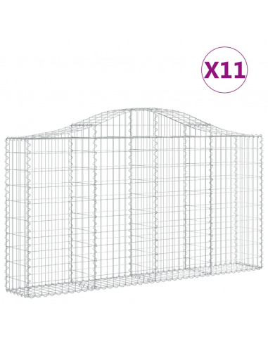 Cesti Gabbioni ad Arco 11 pz 200x30x100/120 cm Ferro Zincato