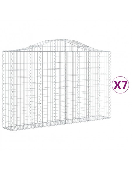 Cesti Gabbioni ad Arco 7 pz 200x30x120/140 cm Ferro Zincato