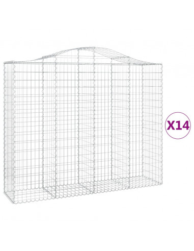 Cesti Gabbioni ad Arco 14 pz 200x50x160/180 cm Ferro Zincato