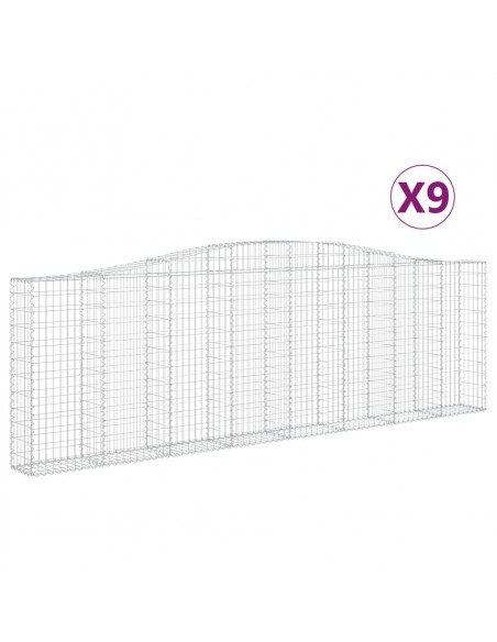 Cesti Gabbioni ad Arco 9 pz 400x30x120/140 cm Ferro Zincato