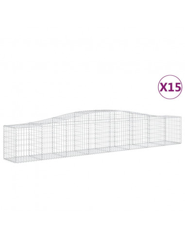 Cesti Gabbioni ad Arco 15 pz 400x50x60/80 cm Ferro Zincato