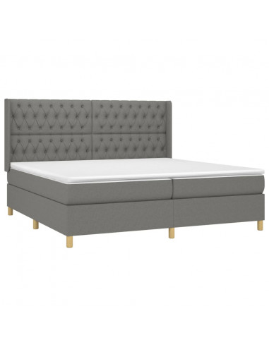 Giroletto a Molle con Materasso Grigio Scuro 200x200 cm Tessuto