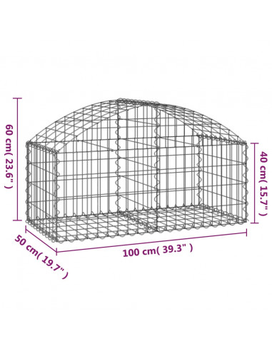 Cesto Gabbione ad Arco 100x50x40/60 cm Ferro Zincato