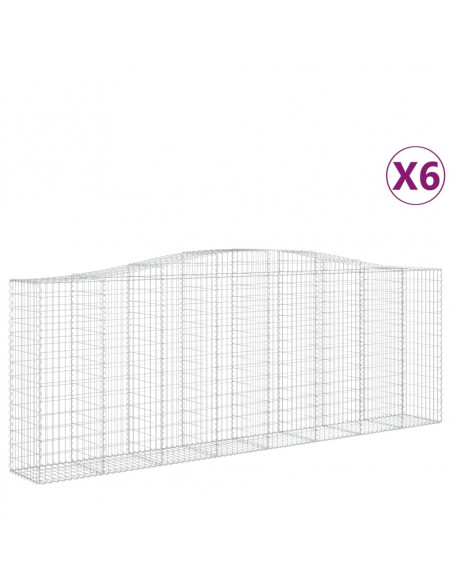 Cesti Gabbioni ad Arco 6 pz 400x50x140/160 cm Ferro Zincato