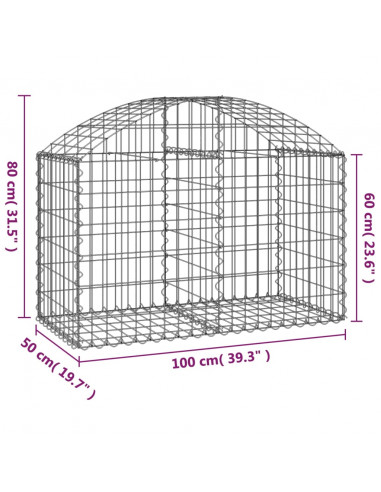 Cesto Gabbione ad Arco 100x50x60/80 cm Ferro Zincato