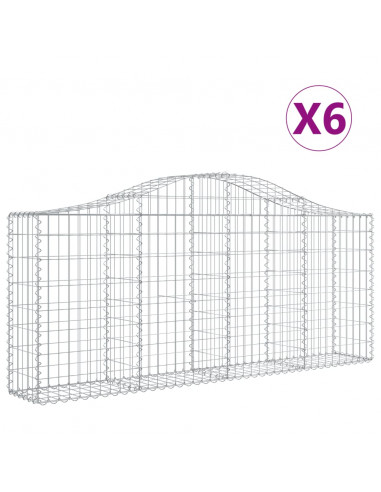 Cesti Gabbioni ad Arco 6 pz 200x30x80/100 cm Ferro Zincato