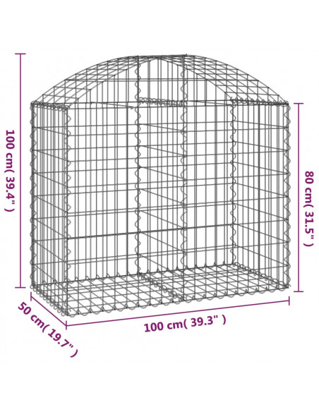 Cesto Gabbione ad Arco 100x50x80/100 cm Ferro Zincato
